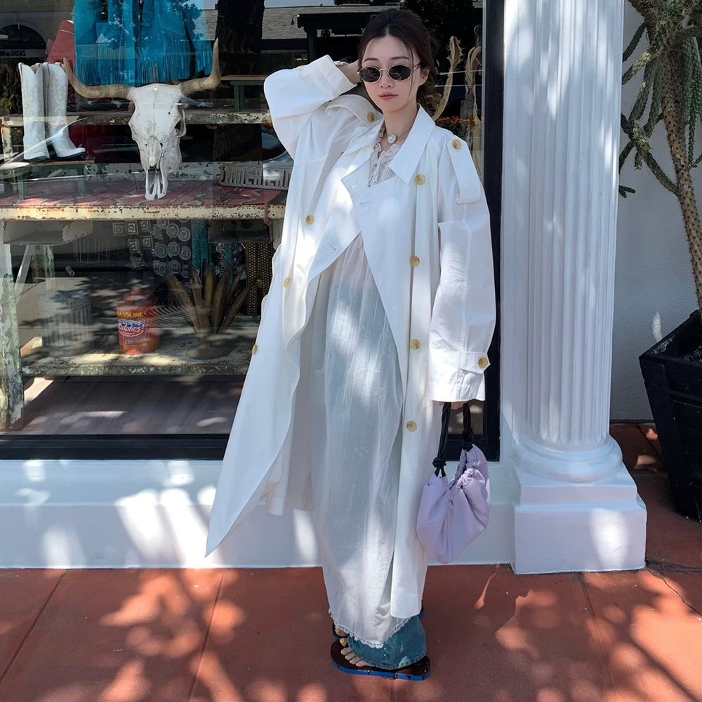 Stylish White Trench Coat